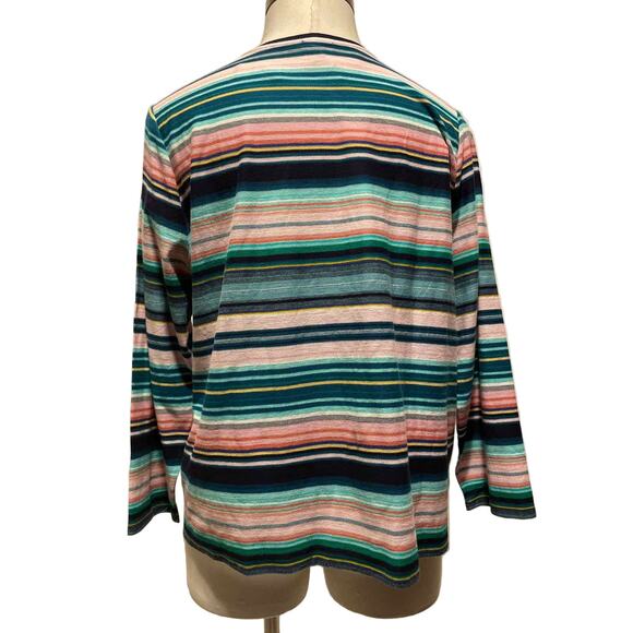 Talbots Woman 3X Petite 100% Cotton Multicolor Stripe Knit Top Casual Chic - Picture 4 of 6